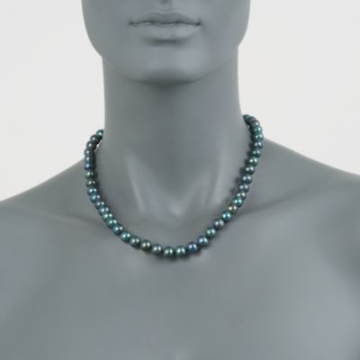8-8.5mm Black Pearl Necklace in 14kt Yellow Gold &mdash; Alt Image 3