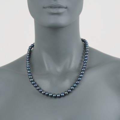 8-8.5mm Black Pearl Necklace in 14kt Yellow Gold &mdash; Alt Image 4