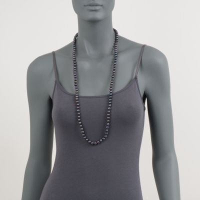 8-8.5mm Black Pearl Necklace in 14kt Yellow Gold &mdash; Alt Image 7