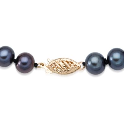 8-8.5mm Black Pearl Necklace in 14kt Yellow Gold &mdash; Alt Image 8