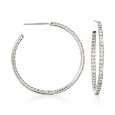 Roberto Coin .68 ct. t.w. Inside-Outside Diamond Hoop Earrings in 18kt White Gold &mdash; Alt Image 1