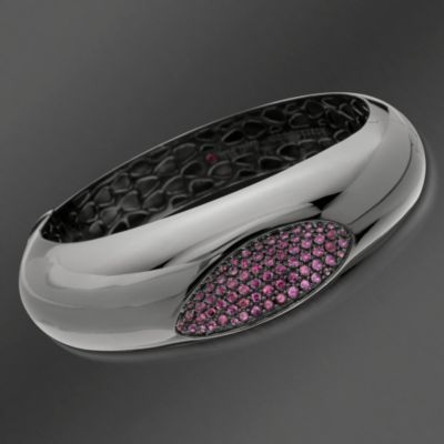Roberto Coin 2.80 ct. t.w. "Capri Plus" Pink Rhodolite Bangle Bracelet With Ruby In Sterling Silver. 7" &mdash; Alt Image 1