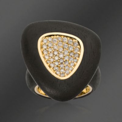 Roberto Coin .75 ct. t.w. "Capri Plus" Diamond Ring With Ruby In Ebony and Vermeil. Size 6.5 &mdash; Alt Image 1