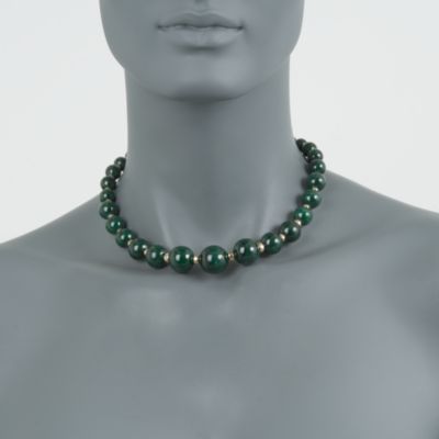 Malachite Bead Necklace in 14kt Yellow Gold &mdash; Alt Image 2