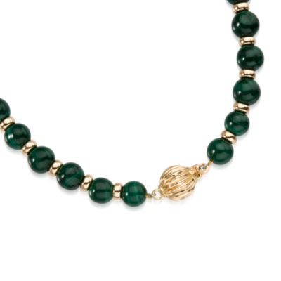 Malachite Bead Necklace in 14kt Yellow Gold &mdash; Alt Image 3