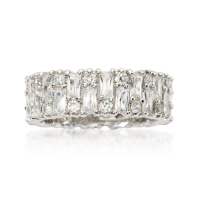 2.85 ct. t.w. Baguette and Round CZ Eternity Band in Sterling Silver &mdash; Alt Image 1