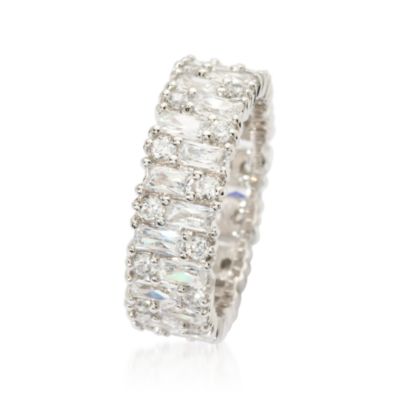 2.85 ct. t.w. Baguette and Round CZ Eternity Band in Sterling Silver &mdash; Alt Image 3