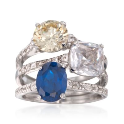Set of Three 6.35 ct. t.w. CZ Rings in Sterling Silver &mdash; Alt Image 1
