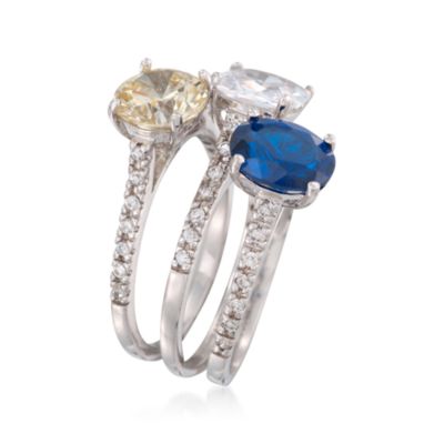 Set of Three 6.35 ct. t.w. CZ Rings in Sterling Silver &mdash; Alt Image 3