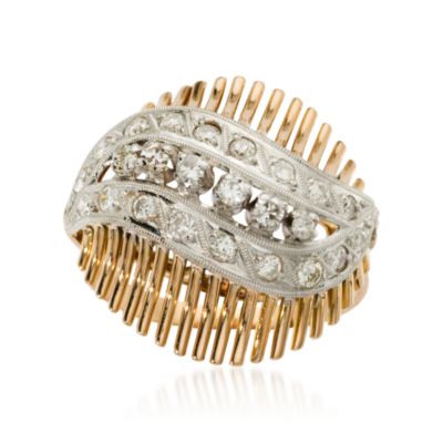 C. 1960 Vintage .50 ct. t.w. Diamond Swirl Ring In 14kt Two-Tone Gold. Size 5.75 &mdash; Alt Image 1