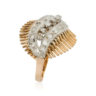 C. 1960 Vintage .50 ct. t.w. Diamond Swirl Ring In 14kt Two-Tone Gold. Size 5.75 &mdash; Alt Image 2