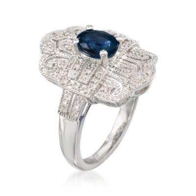 .90 Carat Sapphire and .10 ct. t.w. Diamond Ring in Sterling Silver &mdash; Alt Image 3