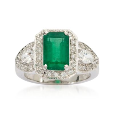 2.15 Carat Emerald Ring With Diamonds In 18kt White Gold. Size 5.5 &mdash; Alt Image 1