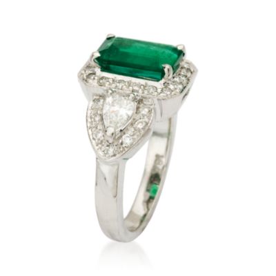 2.15 Carat Emerald Ring With Diamonds In 18kt White Gold. Size 5.5 &mdash; Alt Image 2