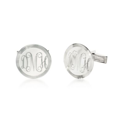 Sterling Silver Round Bordered Cufflinks &mdash; Alt Image 1