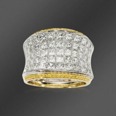 Simon G. 5.52 ct. t.w. Princess-Cut and Yellow Diamond Band Ring in 18kt Two-Tone Gold &mdash; Alt Image 1
