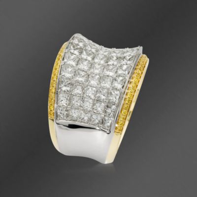 Simon G. 5.52 ct. t.w. Princess-Cut and Yellow Diamond Band Ring in 18kt Two-Tone Gold &mdash; Alt Image 2
