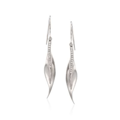 Simon G. .13 ct. t.w. Diamond Leaf Earrings in 18kt White Gold. Drop Earrings &mdash; Alt Image 1