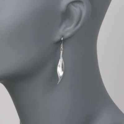 Simon G. .13 ct. t.w. Diamond Leaf Earrings in 18kt White Gold. Drop Earrings &mdash; Alt Image 2