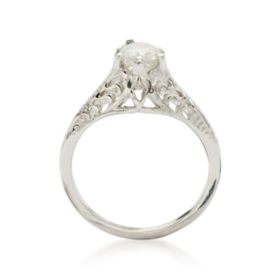 C. 1990. Vintage .75 Carat Diamond Filigree Engraved Ring in 14kt White Gold. Size 6.25 &mdash; Alt Image 2