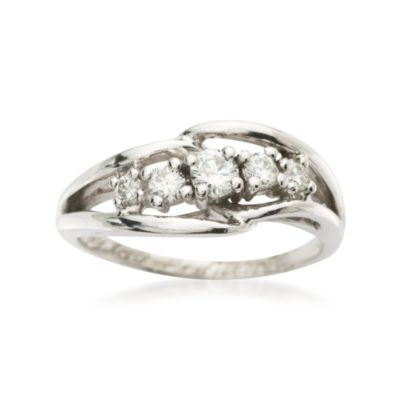 C. 1990. Vintage .33 ct. t.w. Diamond Open Shank Ring In Platinum. Size 5.75 &mdash; Alt Image 1