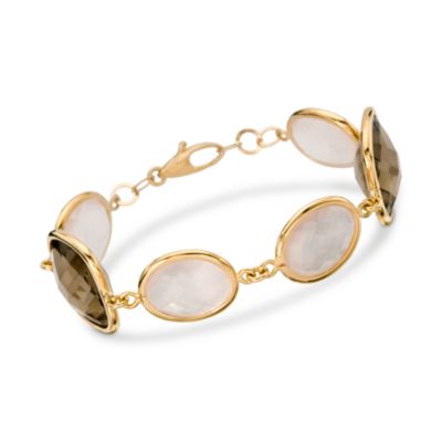 6.00 ct. t.w. Smoky Quartz and Rose Quartz Bracelet In Vermeil. 7.5" &mdash; Alt Image 1