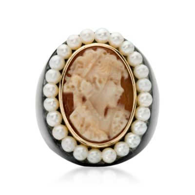 3 mm Cultured Pearl Cameo Ring In 14kt Yellow Gold. Size 7 &mdash; Alt Image 1