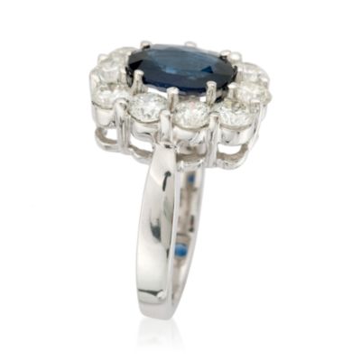 3.35 Carat Sapphire and 2.50 ct. t.w. Diamond Ring in 18kt White Gold &mdash; Alt Image 3