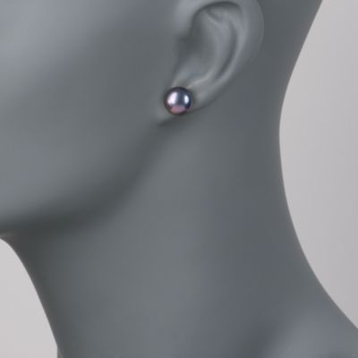 9-10mm Black Pearl Necklace and Free Earrings With 14kt Yellow Gold Clasp and Posts &mdash; Alt Image 3