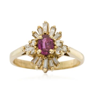 C. 1980 Vintage .25 Carat Ruby Ballerina Ring With Diamonds in 14kt Yellow Gold. Size 6.5 &mdash; Alt Image 1