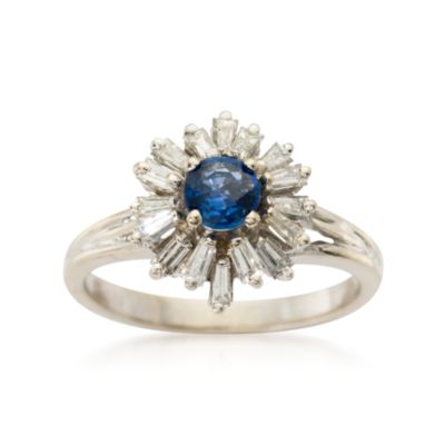 C. 1990 Vintage .35 Carat Sapphire Ring With Diamonds in 14kt White Gold. Size 6.5 &mdash; Alt Image 1