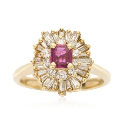 C. 1980 Vintage .30 Carat Ruby Cluster Ring With Diamonds In 14kt Yellow Gold. Size 6 &mdash; Alt Image 1