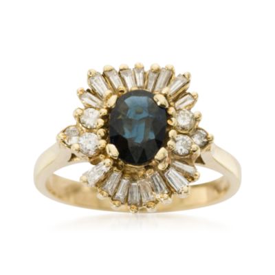 C. 1980 Vintage .65 Carat Sapphire Ring With Diamonds in 14kt Yellow Gold. Size 6.5 &mdash; Alt Image 1