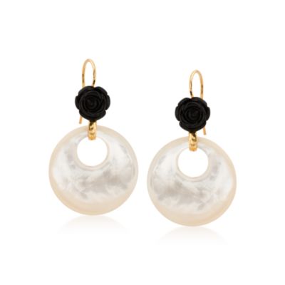 Mother-Of-Pearl and Black Onyx Earrings In Vermeil &mdash; Alt Image 1