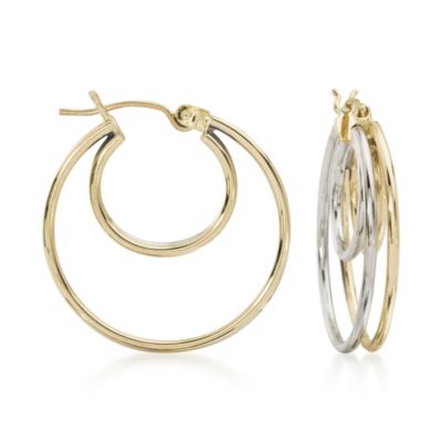 14kt Two-Tone Gold Multi-Tube Hoop Earrings &mdash; Alt Image 1