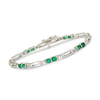 2.90 ct. t.w. Emerald and Diamond Bracelet in 14kt White Gold. 7" &mdash; Alt Image 1