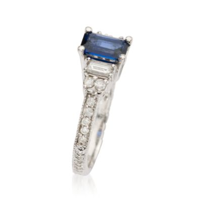1.10 Carat Sapphire and .50 ct. t.w. Diamond Ring in 14kt White Gold &mdash; Alt Image 2