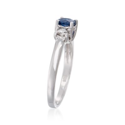 .80 Carat Sapphire and .30 ct. t.w. Diamond Ring in 14kt White Gold &mdash; Alt Image 3