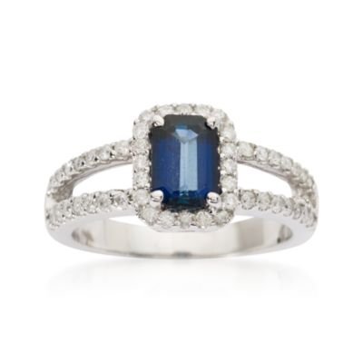 1.15 Carat Sapphire and .55 ct. t.w. Diamond Ring in 14kt White Gold &mdash; Alt Image 1