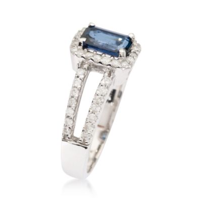 1.15 Carat Sapphire and .55 ct. t.w. Diamond Ring in 14kt White Gold &mdash; Alt Image 2