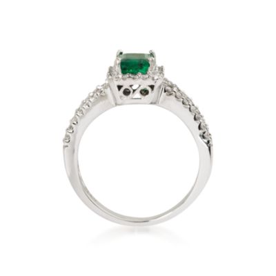 1.00 Carat Emerald and .35 ct. t.w. Diamond Ring in 14kt White Gold &mdash; Alt Image 3