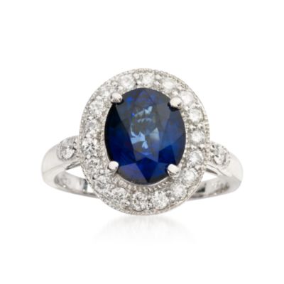 3.05 Carat Sapphire and .50 ct. t.w. Diamond Ring In 14kt White Gold &mdash; Alt Image 1