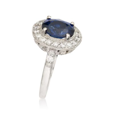 3.05 Carat Sapphire and .50 ct. t.w. Diamond Ring In 14kt White Gold &mdash; Alt Image 2