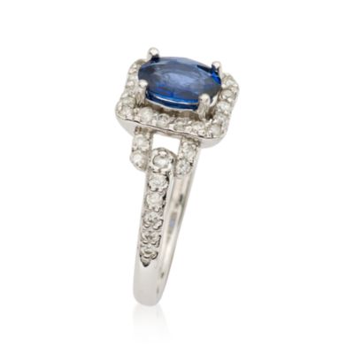 1.00 Carat Sapphire and .40 ct. t.w. Diamond Ring in 14kt White Gold &mdash; Alt Image 3
