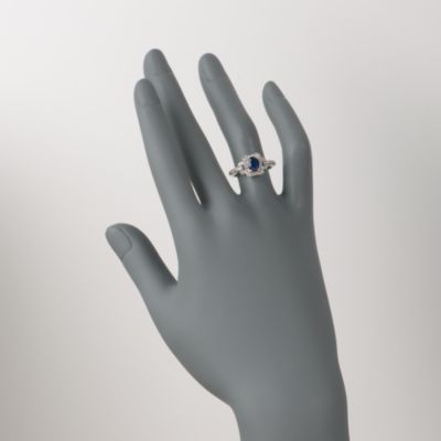 1.00 Carat Sapphire and .40 ct. t.w. Diamond Ring in 14kt White Gold &mdash; Alt Image 2