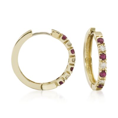 .65 ct. t.w. Ruby and Diamond Earrings In 14kt Yellow Gold &mdash; Alt Image 1