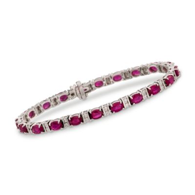 12.70 ct. t.w. Ruby and .80 ct. t.w. Diamond Bracelet In 14kt White Gold. 7" &mdash; Alt Image 1