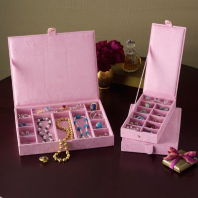 Pink Reed & Barton Set of Three Stacking Jewelry Cases  &mdash; Alt Image 1