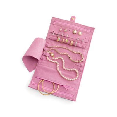 Dusty Rose Suede Jewelry Travel Case &mdash; Alt Image 1