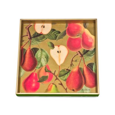 Tuscan Pear Square Decoupage Wooden Tray &mdash; Alt Image 1